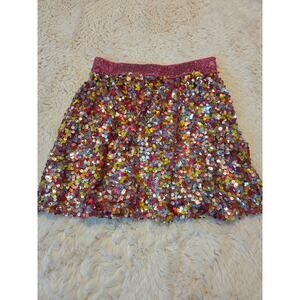 Girls Pink Multicolored sequin skirt size 8